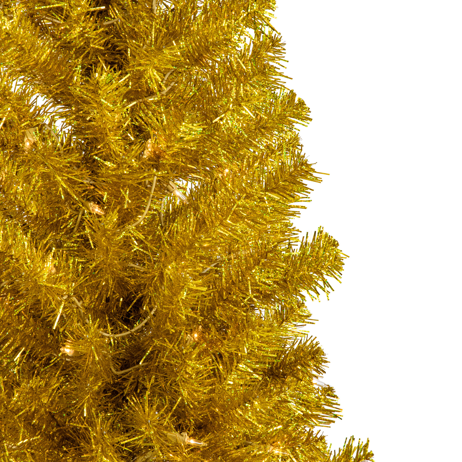 4' PreLit Gold Iridescent Tinsel Slim Artificial Christmas Tree, Clear Lights Christmas